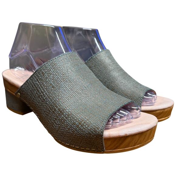 Dansko Maci EU38/US7.5-8 Green Leather Open Toe Platform Mule Block Heel *READ* - Picture 6 of 15